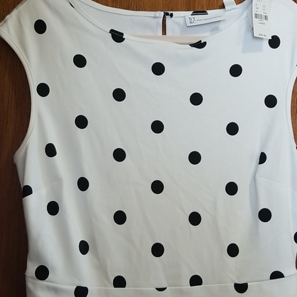NWT Cotton polka dot Aline dress. Sz L - Picture 2 of 6